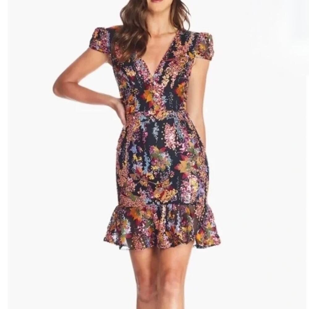 NWT Dress the Population Corinne Sequin Embroidered Cocktail Dress - Size XS